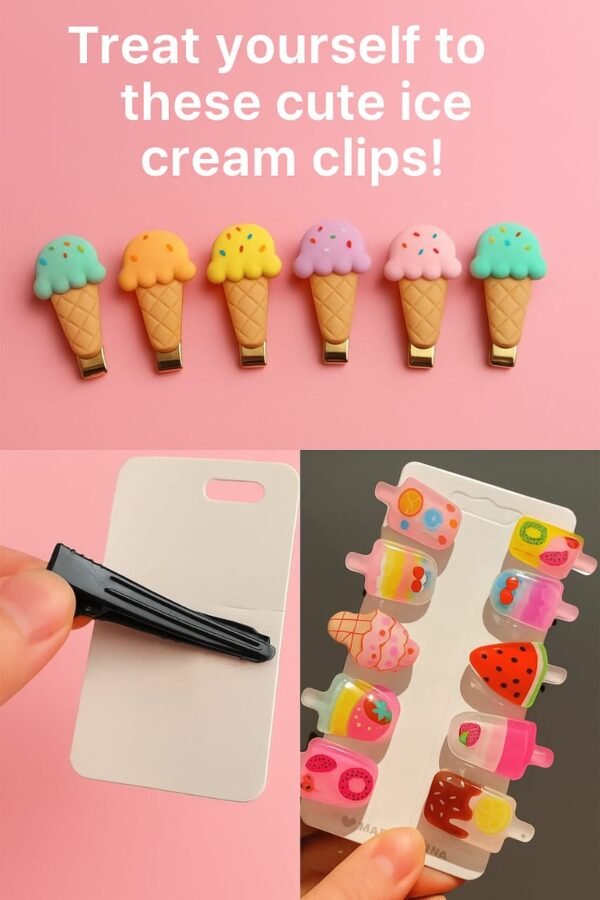 10-Piece Ice Cream Hair Clip Set – Sweet Summer Vibes for Your Hair! - Image 5